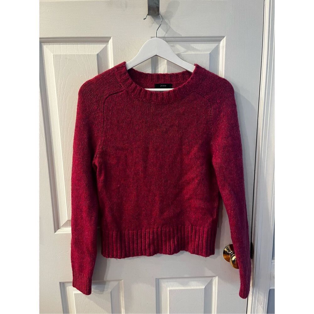J. Crew Pink &βBlue Marled Poly Wool Alpaca Crew Neck Sweater sz S EUC
